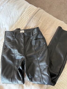 Wilfred Black Faux Leather Straight Leg Pants